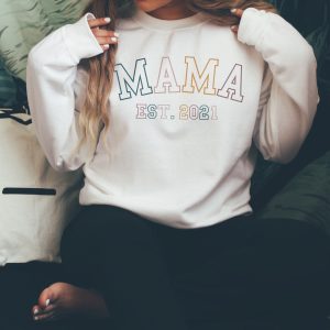 Mama Est Mom Established New To Be Crewneck Sweatshirt 8