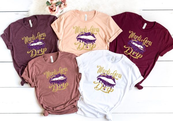 Mardi Gras Lip Drip Fat Tuesday Louisiana Shirt