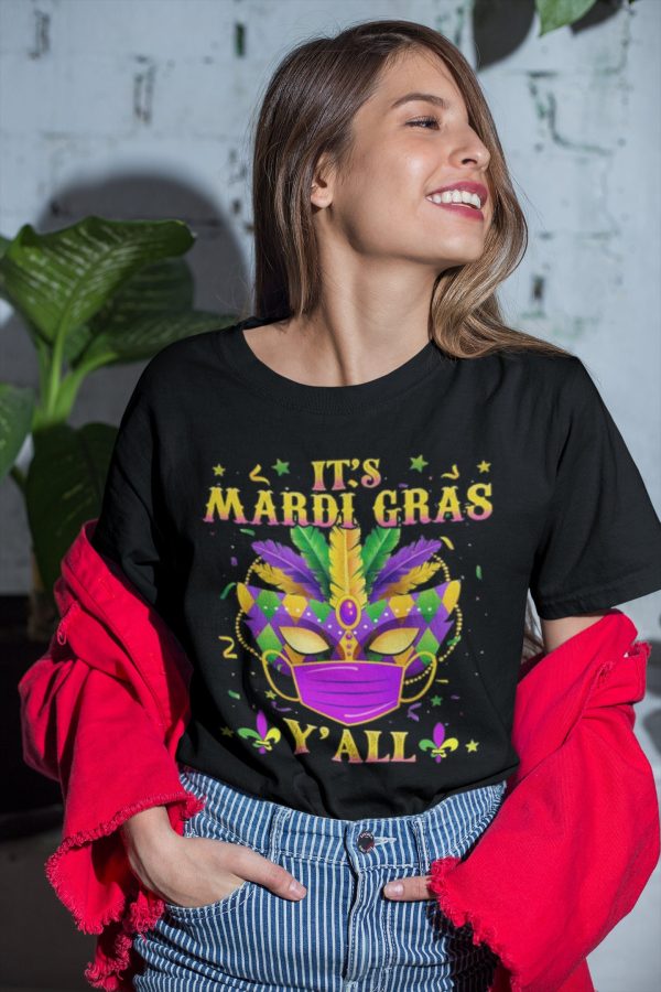 Mardi Gras Y’all Purple Mask Funny Holiday T Shirt