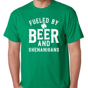 Mens Fueled By Beer And Shenanigans Irish St Patrick’s Day Shirt