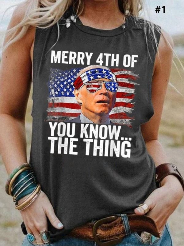 Merry 4th Of You Know The Thing Funny Biden Tank Shirt