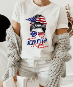 Messy Bun Girl Patriot US Flag T Shirt 1