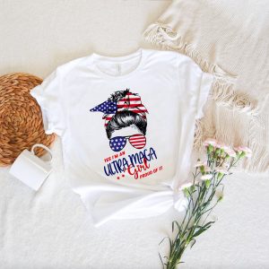 Messy Bun Girl Patriot US Flag T Shirt 2