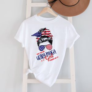 Messy Bun Girl Patriot US Flag T Shirt 3