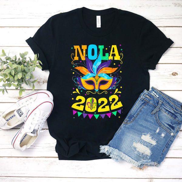 NOLA 2022 Mardi Gras New Orleans Souvenir Carnival Mask Shirt