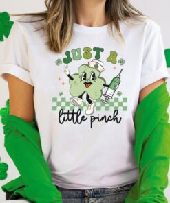 Nurse St Patricks Day Just A Little Pinch RN LampD Phlebotomist Shirt 1