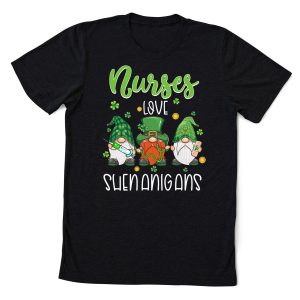 Nurses Love Shenanigans Funny Gnomes Nurse St Patricks Day Shirt