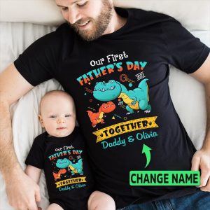 Our First Fathers Day Baby Daddy T Shirt 1