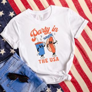 Party In The USA 4th Of July Themed Soda And Hotdog Brave Free Shirt