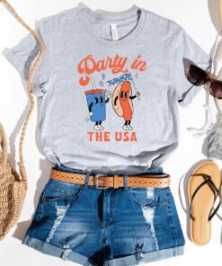 Party In The USA 4th Of July Themed Soda And Hotdog Brave Free Shirt 2