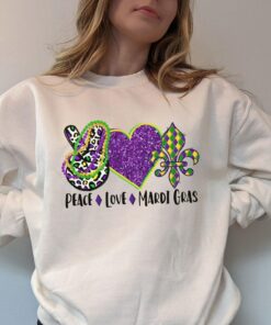 Peace Love Mardi Gras Fat Tuesday New Orleans Sweatshirt 1