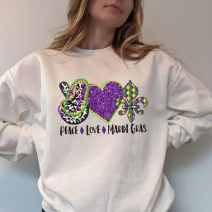 Peace Love Mardi Gras Fat Tuesday New Orleans Sweatshirt