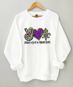 Peace Love Mardi Gras Fat Tuesday New Orleans Sweatshirt 1 Peace Love Mardi Gras Fat Tuesday New Orleans Sweatshirt 2