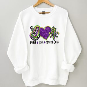 Peace Love Mardi Gras Fat Tuesday New Orleans Sweatshirt