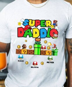 Personalization Fathers Day Super Daddio Game T Shirt 3