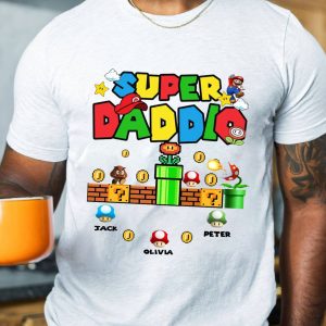 Personalization Fathers Day Super Daddio Game T Shirt 3