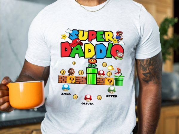 Personalization Father’s Day Super Daddio Game T Shirt