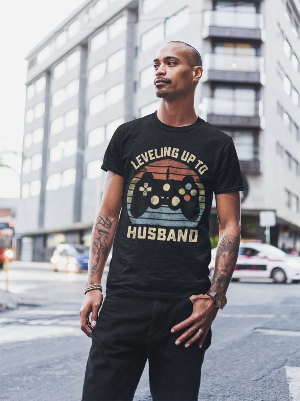 Personalization Leveling Up To Husband Groom Gaming Shirt