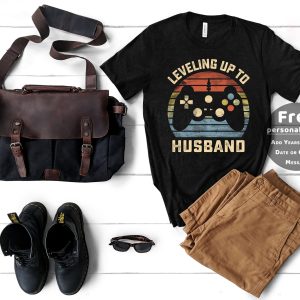 Personalization Leveling Up To Husband Groom Gaming Shirt 3