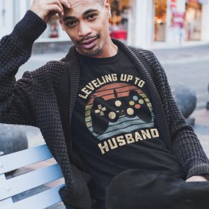 Personalization Leveling Up To Husband Groom Gaming Shirt 4