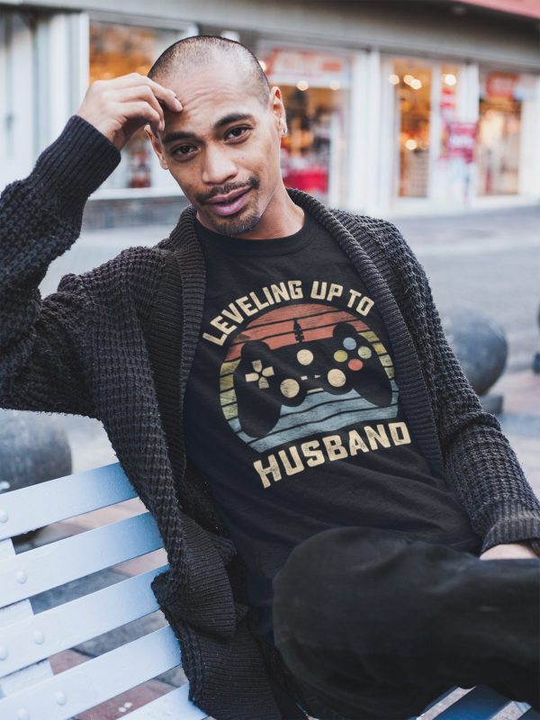 Personalization Leveling Up To Husband Groom Gaming Shirt