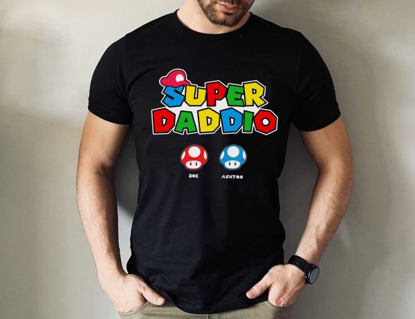 Personalization Super Daddio Game Love My Dad Father’s Day T Shirt