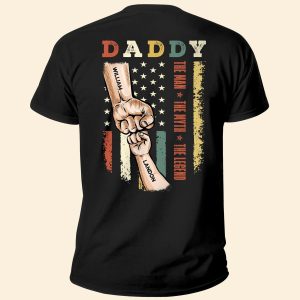 Personalized Dad Raised Fist Bump Fathers Day Kids Matching T-Shirt