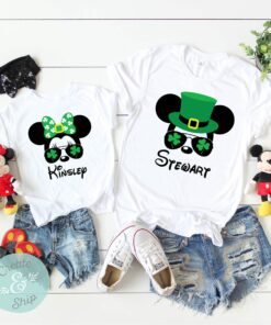 Personalized Mickey Minnie Shamrock Disney Sunglasses St Patricks Day Shirt 1