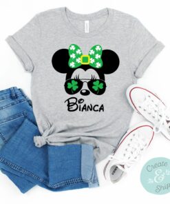 Personalized Mickey Minnie Shamrock Disney Sunglasses St Patricks Day Shirt 2