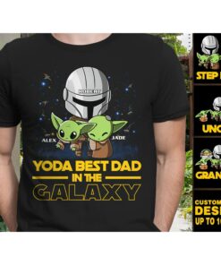 Personalized Nickname Star Wars Baby Yoda Best Dad In The Galaxy Shirt 2