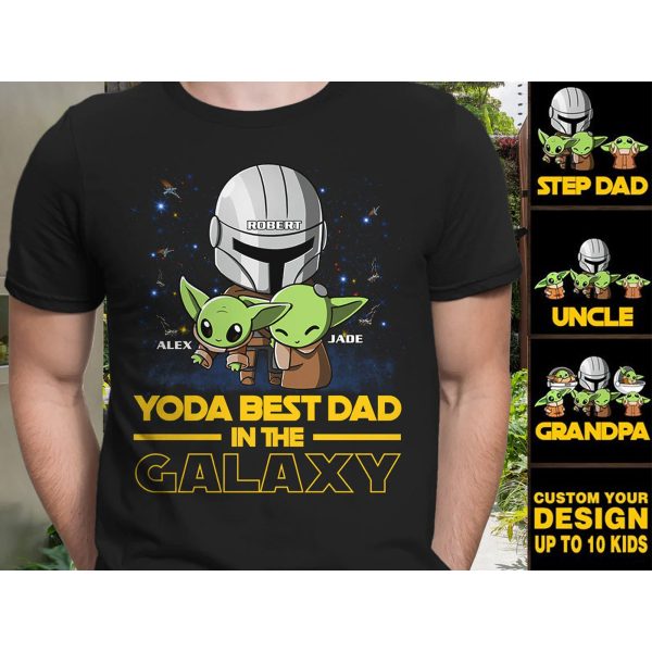 Personalized Nickname Star Wars Baby Yoda Best Dad In The Galaxy Shirt