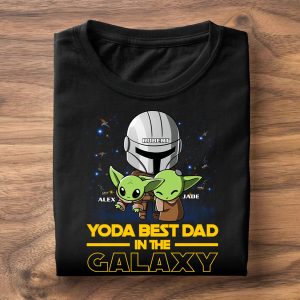 Personalized Nickname Star Wars Baby Yoda Best Dad In The Galaxy Shirt 3