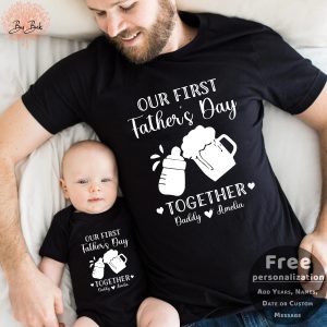 Personalized Our First Father’s Day Daddy And Baby Outfit Shirt