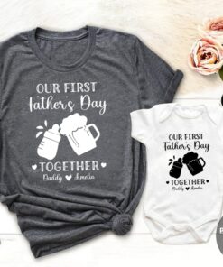 Personalized Our First Father's Day Daddy And Baby Outfit Shirt 3 Personalized Our First Fathers Day Daddy And Baby Outfit Shirt 4