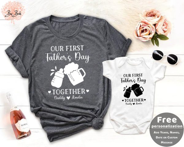 Personalized Our First Father’s Day Daddy And Baby Outfit Shirt