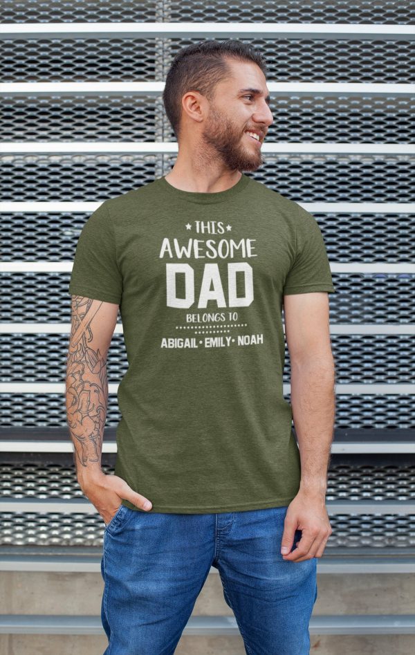 Personalized This Awesome Dad Belongs To Fathers Day Shirt