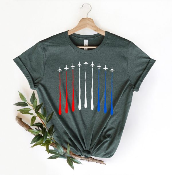 Red White Blue Air Force Flyover 4th Of July Shirt