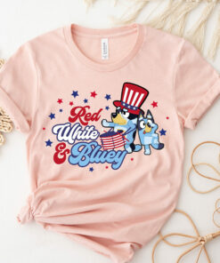 Red White Bluey 4th July Independence Day American Flag Shirt 1