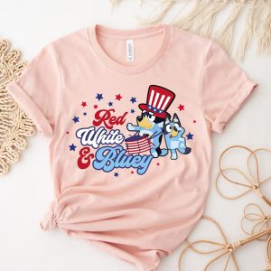 Red White Bluey 4th July Independence Day American Flag Shirt