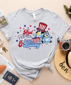 Red White Bluey 4th July Independence Day American Flag Shirt 2