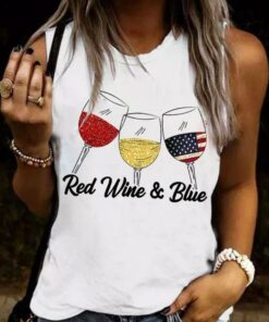 Red Wine Blue 4th Of July Red Wine And Blue Tank T Shirt 1