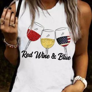 Red Wine Blue 4th Of July Red Wine And Blue Tank T Shirt 1