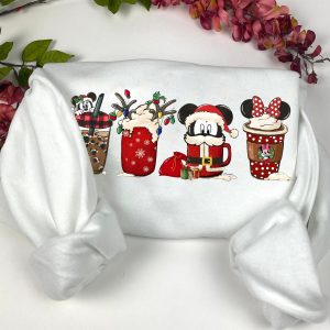 Retro Disney Kids Christmas Coffee Latte Crewneck Sweatshirt Hoodie 1