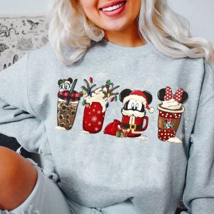 Retro Disney Kids Christmas Coffee Latte Crewneck Sweatshirt Hoodie 3