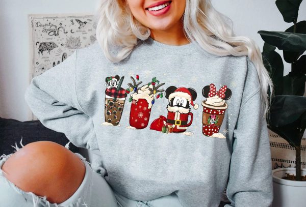 Retro Disney Kids Christmas Coffee Latte Crewneck Sweatshirt Hoodie