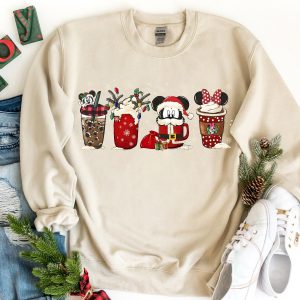 Retro Disney Kids Christmas Coffee Latte Crewneck Sweatshirt Hoodie 4