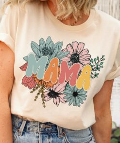 Retro Floral Mama Mothers Day T Shirt 1