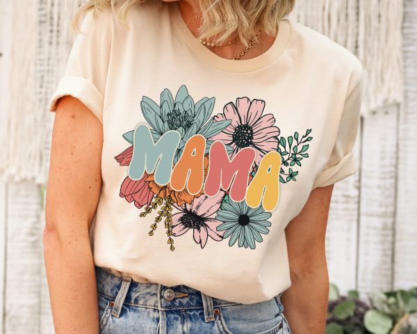 Retro Floral Mama Mother’s Day T Shirt