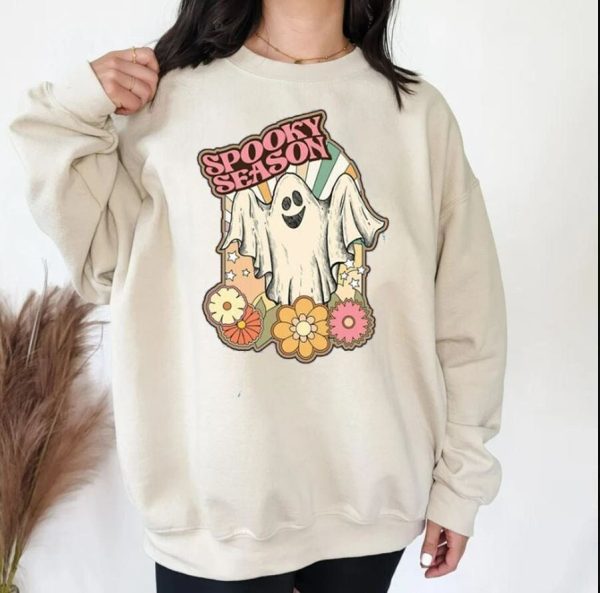 Retro Spooky Season Floral Ghost Sweatshirt