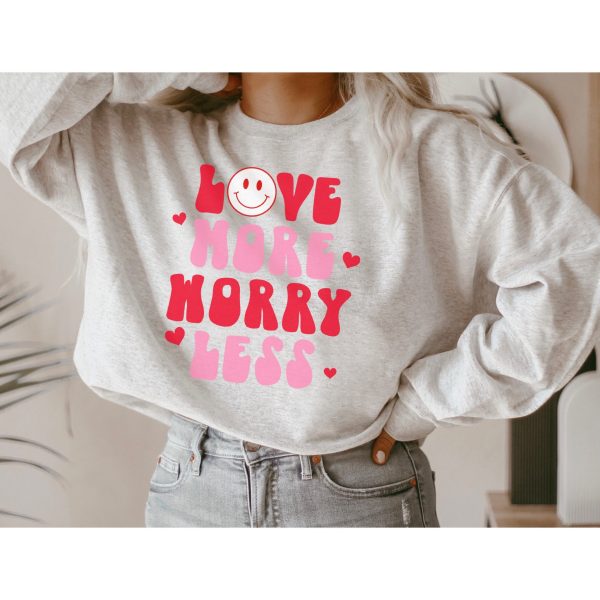 Retro Valentine Day Love More Worry Less T Shirt